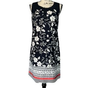 Ann Taylor LOFT red, white & blue floral sleeveless sheath dress 6